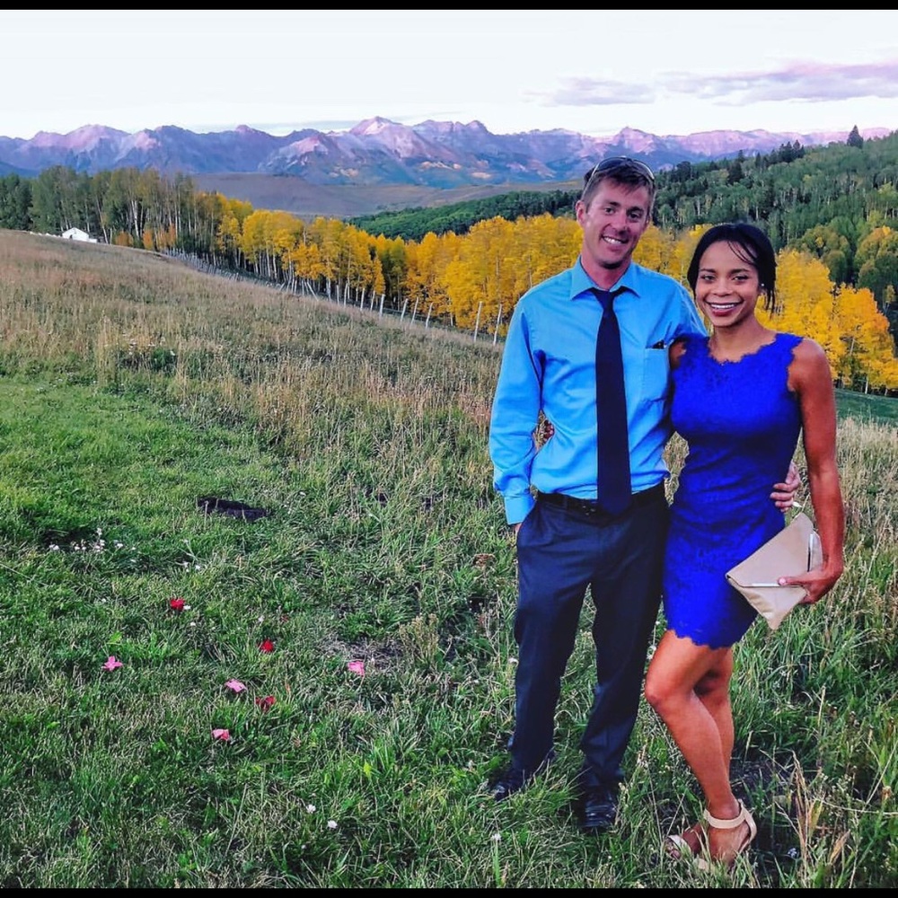 Mini blue lace dress
